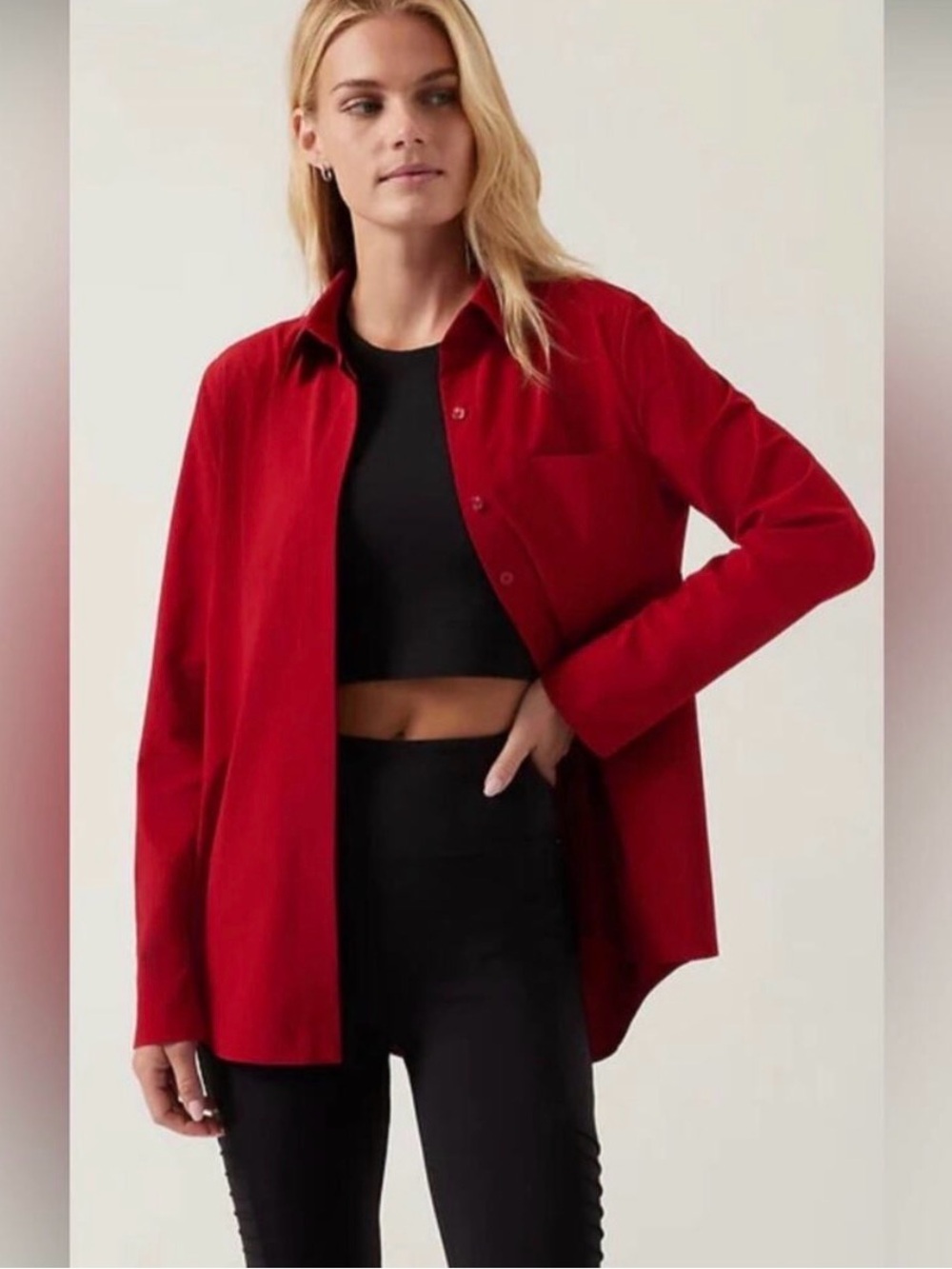 Athleta Urbanite Featherweight Button Down Long Sleeve Top